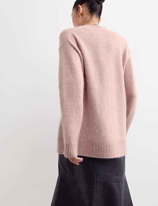 Mohair Blend V-Neck Relaxed Cardigan
