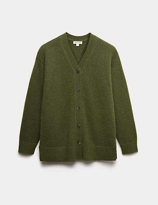 Gilet coupe d&eacute;contract&eacute;e en mohair m&eacute;lang&eacute; &agrave; col en V