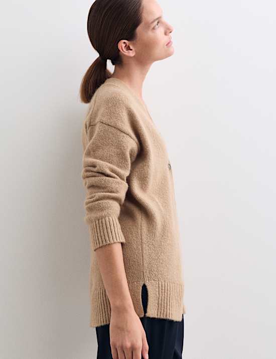 Gilet coupe décontractée en mohair mélangé à col en V