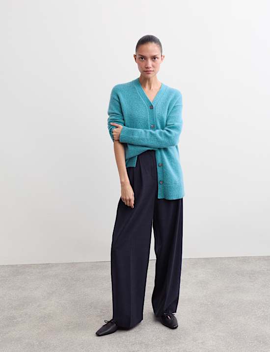 Mohair Blend V-Neck Relaxed Cardigan