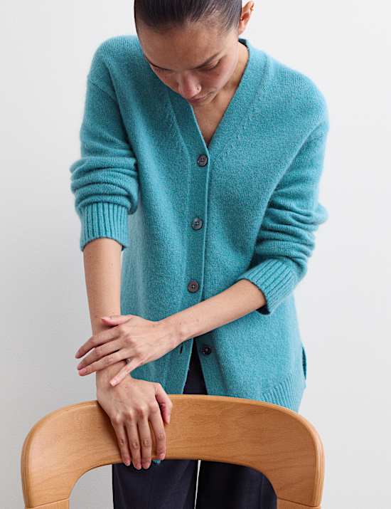 Mohair Blend V-Neck Relaxed Cardigan