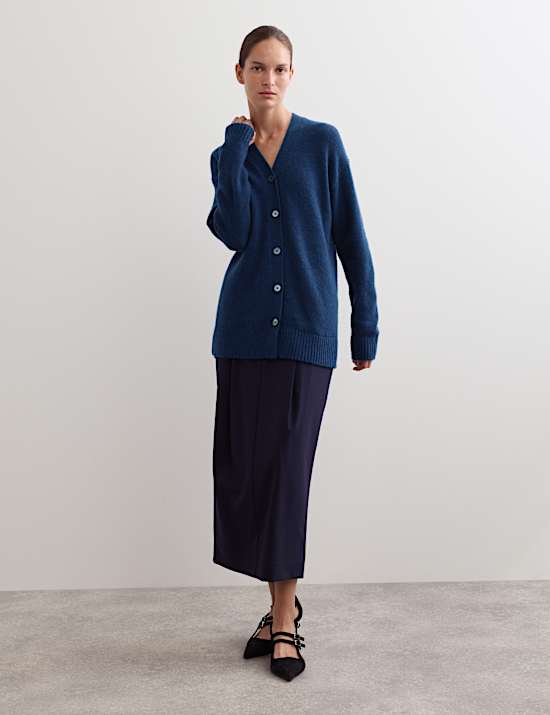 Mohair Blend V-Neck Relaxed Cardigan