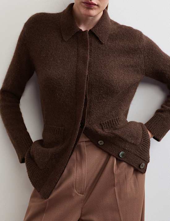 Collared Cardigan with Wool and Mohair