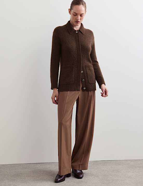 Collared Cardigan with Wool and Mohair