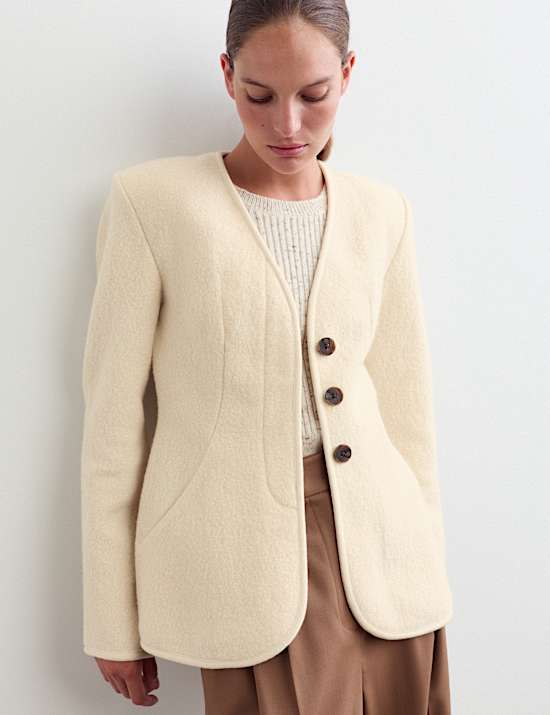 Pure Wool Waisted Slim Fit Jacket