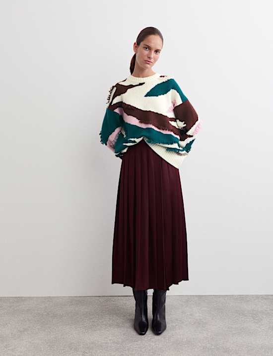 Pull texturé en laine avec cachemire à franges