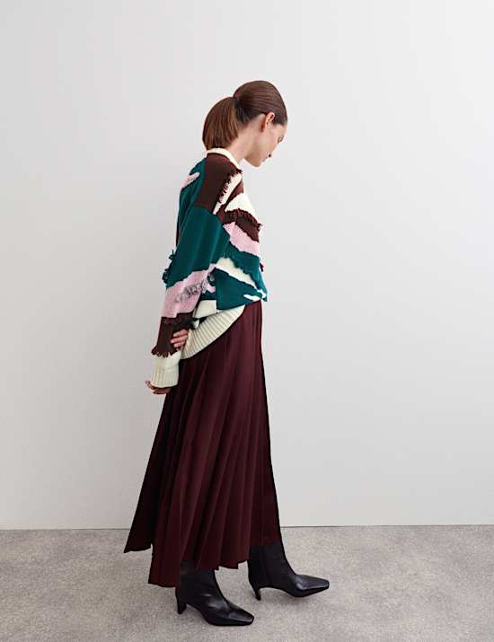 Pull texturé en laine avec cachemire à franges