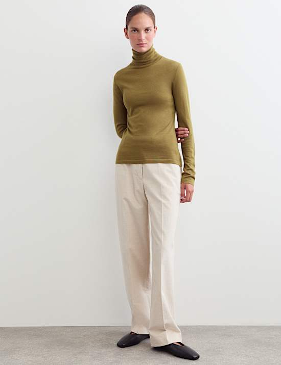 Wool with Cashmere Roll Neck Jumper