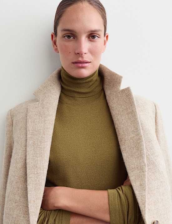 Wool with Cashmere Roll Neck Jumper