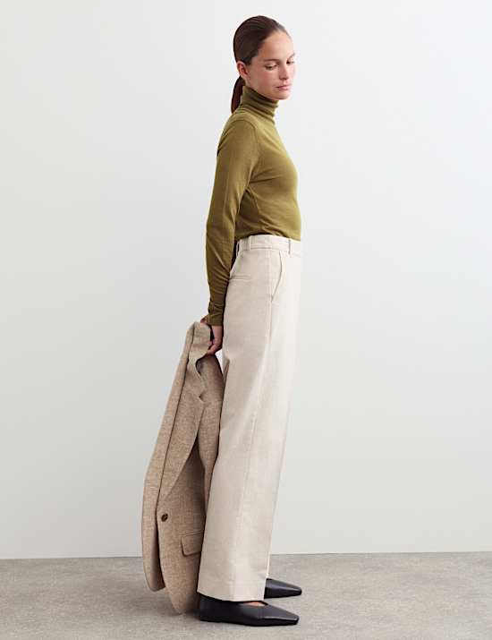Wool with Cashmere Roll Neck Jumper