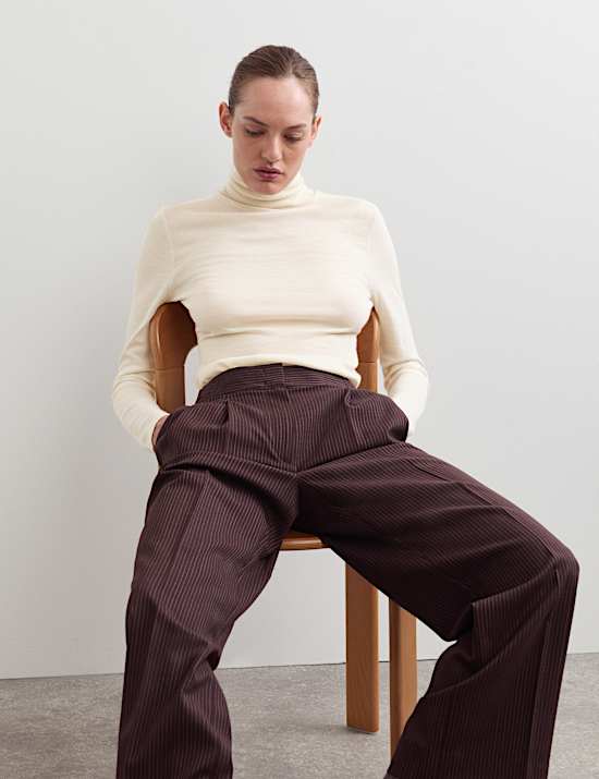 Wool with Cashmere Roll Neck Jumper