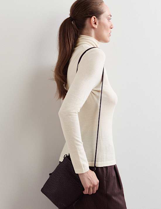 Wool with Cashmere Roll Neck Jumper