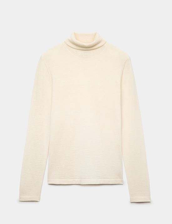 Wool with Cashmere Roll Neck Jumper