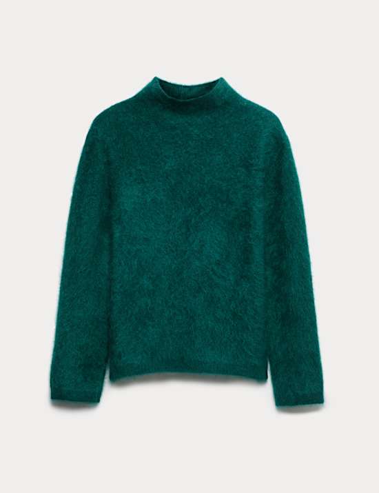 Pull 100 % cachemire brossé à col cheminée