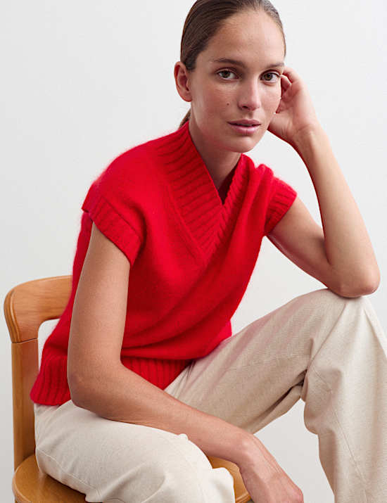 Mohair and Wool V-Neck Knitted Top