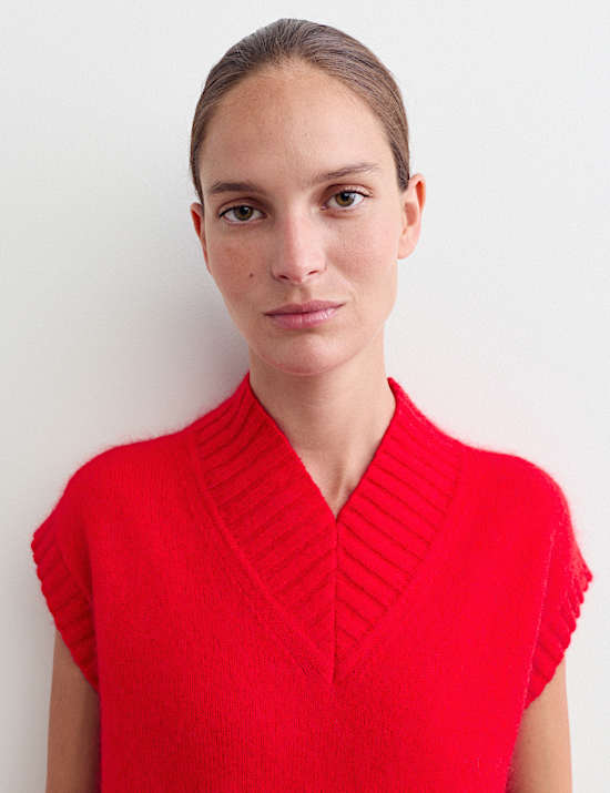 Mohair and Wool V-Neck Knitted Top