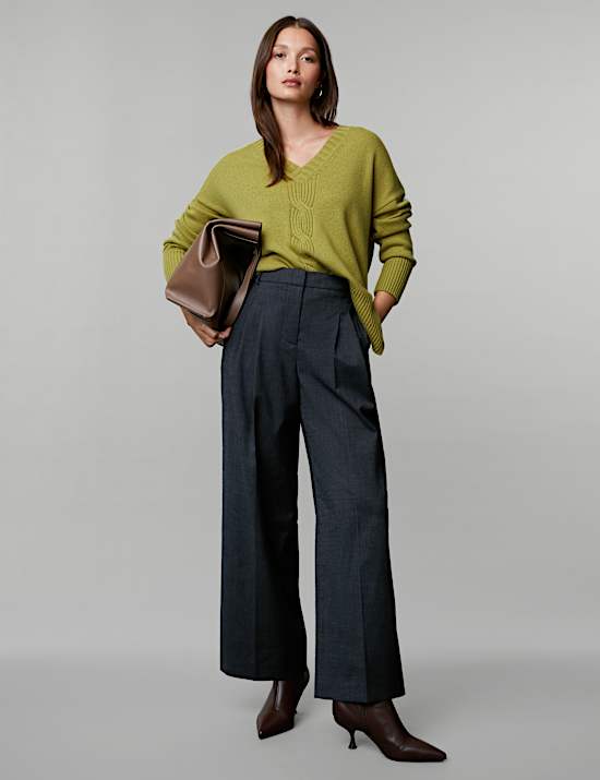 Wool Rich Cable Knit Jumper with Cashmere