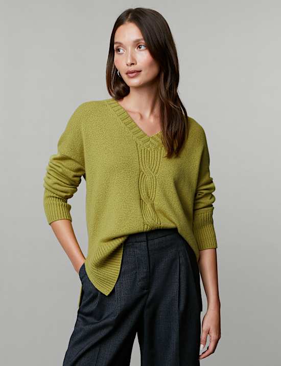 Wool Rich Cable Knit Jumper with Cashmere
