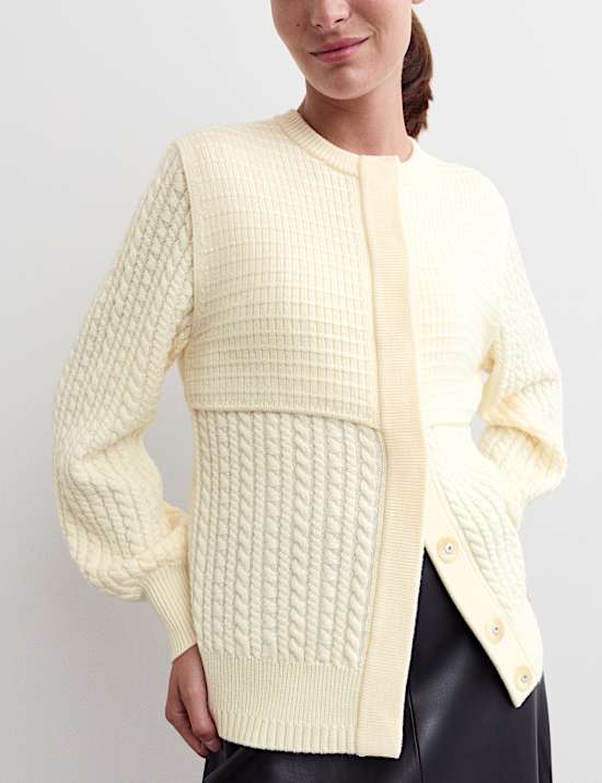 Gilet 100 % laine de mérinos à maille torsadée