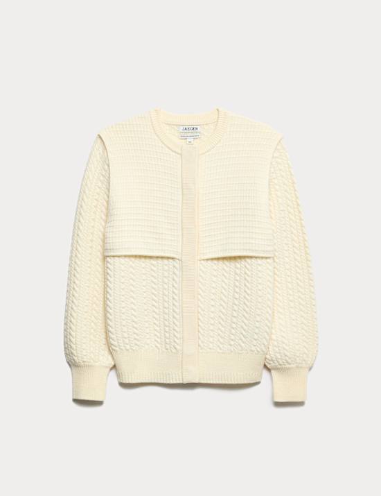 Gilet 100 % laine de mérinos à maille torsadée