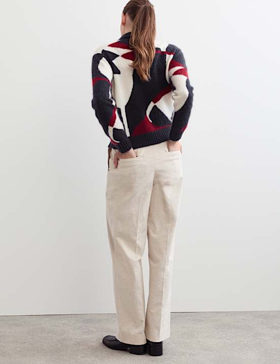 Mohair and Wool Blend Jacquard Polo Jumper