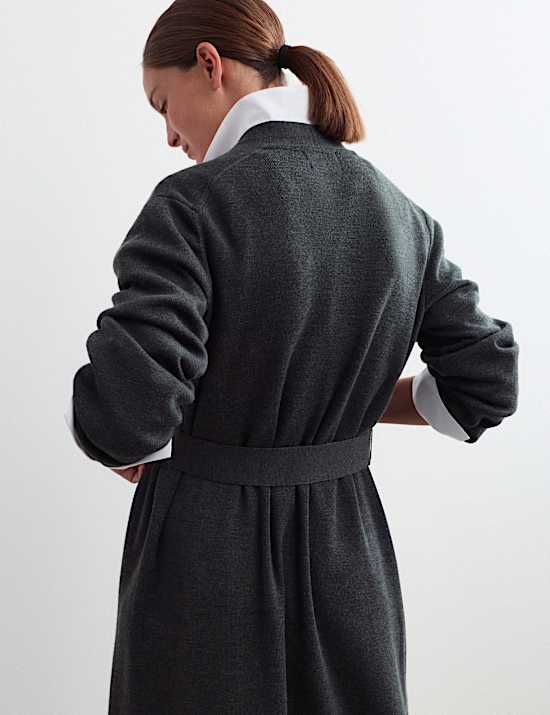 Pure Merino Wool V-Neck Longline Cardigan