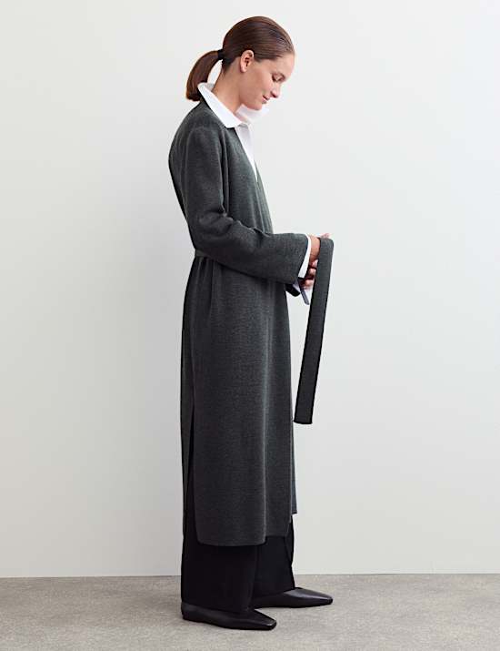 Pure Merino Wool V-Neck Longline Cardigan