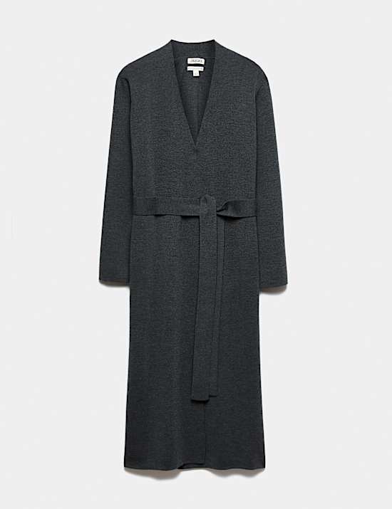 Pure Merino Wool V-Neck Longline Cardigan