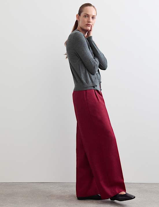 Wool with Cashmere Button Front Cardigan