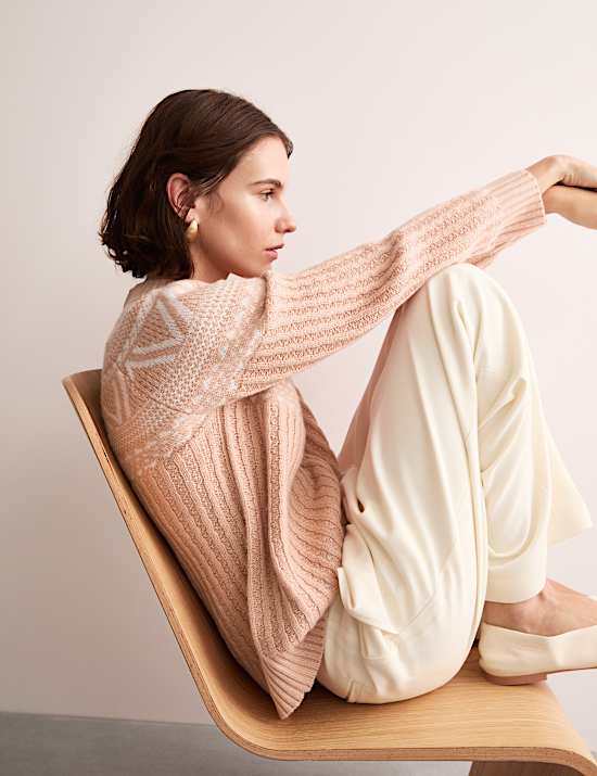 Su&eacute;ter de cuello chimenea Fair Isle 100% lana Lambswool