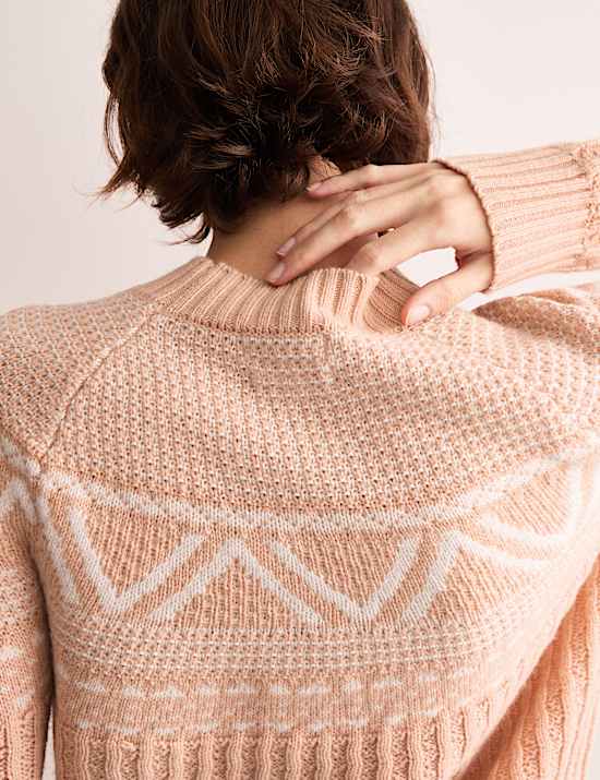 Su&eacute;ter de cuello chimenea Fair Isle 100% lana Lambswool