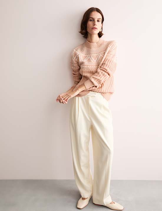 Su&eacute;ter de cuello chimenea Fair Isle 100% lana Lambswool