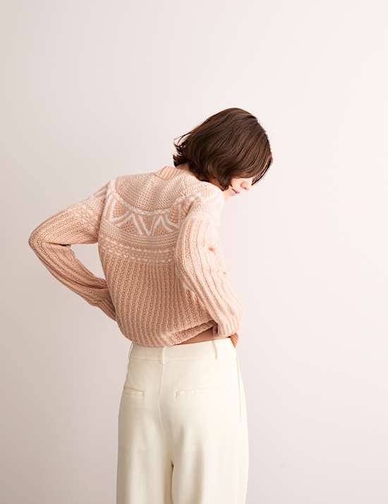 Su&eacute;ter de cuello chimenea Fair Isle 100% lana Lambswool