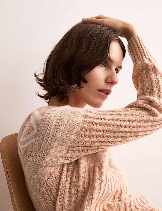 Su&eacute;ter de cuello chimenea Fair Isle 100% lana Lambswool