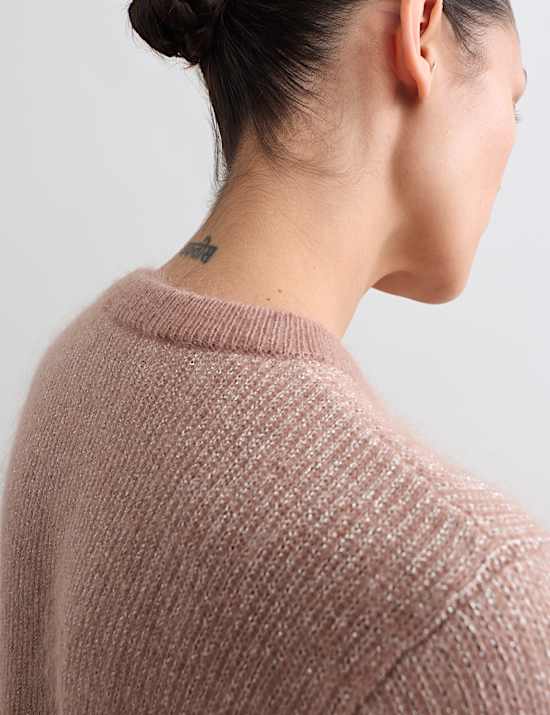 Ronde hals met mohair en glitter