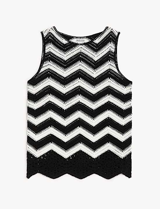 Katoenrijk, gestreept, gebreid hemdje met ronde hals