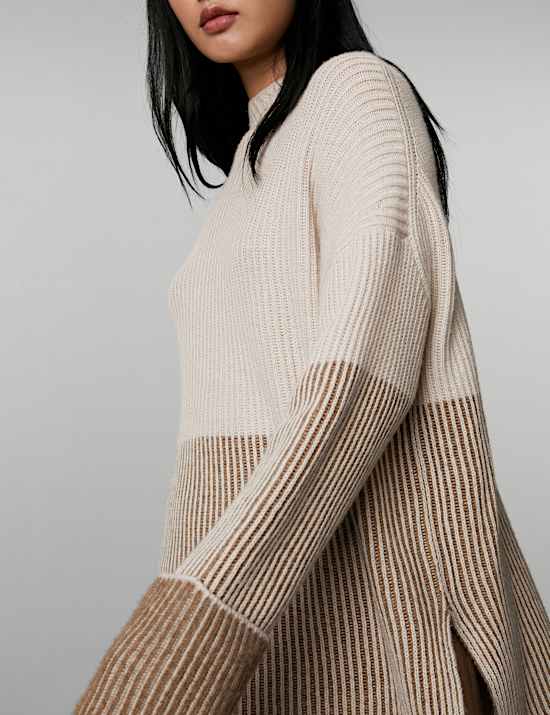 Wool Rich Funnel Neck Jumper with Cashmere