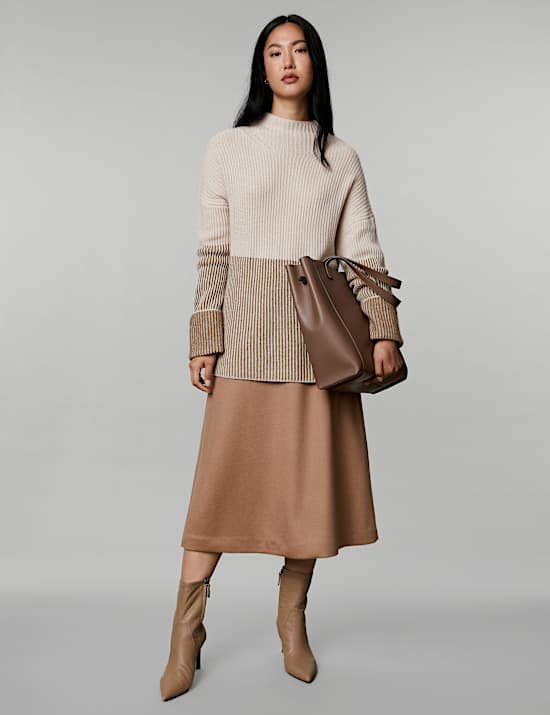 Wool Rich Funnel Neck Jumper with Cashmere