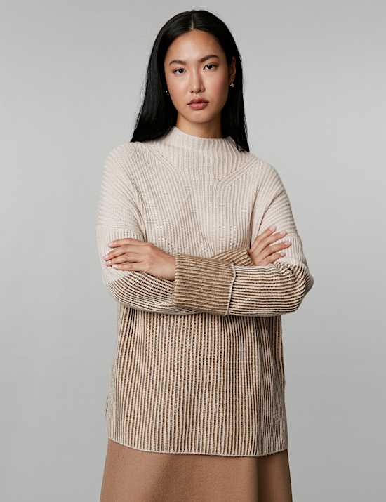 Wool Rich Funnel Neck Jumper with Cashmere