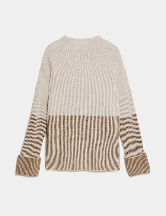 Wool Rich Funnel Neck Jumper with Cashmere