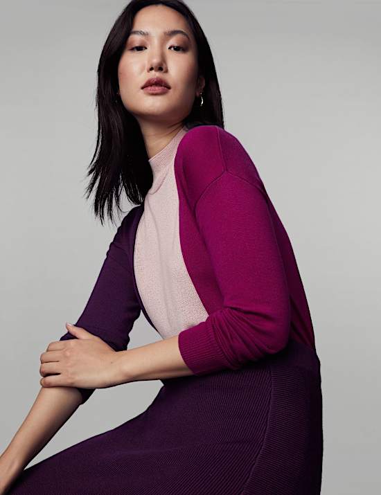 Pure Merino Wool Colour Block Jumper