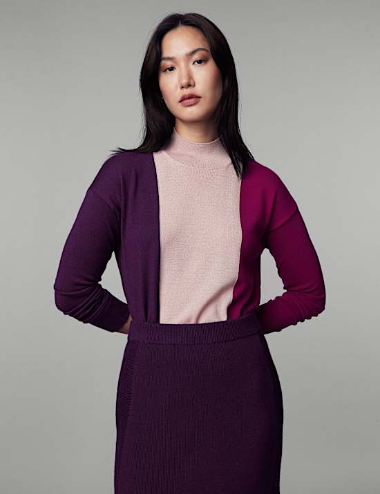Pure Merino Wool Colour Block Jumper