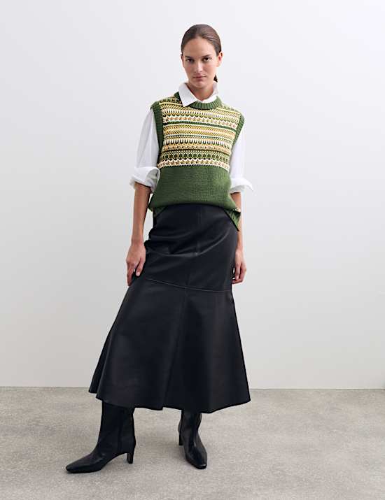 Zuiver wollen tanktop met Fair Isle-motief