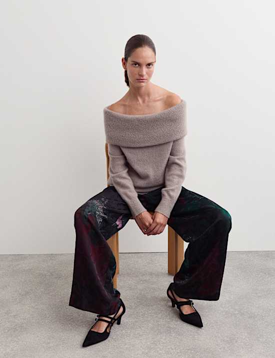 Mohair Blend Off The Shoulder Jumper