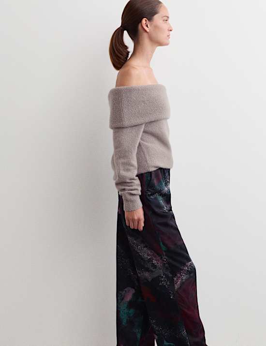 Mohair Blend Off The Shoulder Jumper