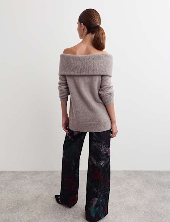 Mohair Blend Off The Shoulder Jumper