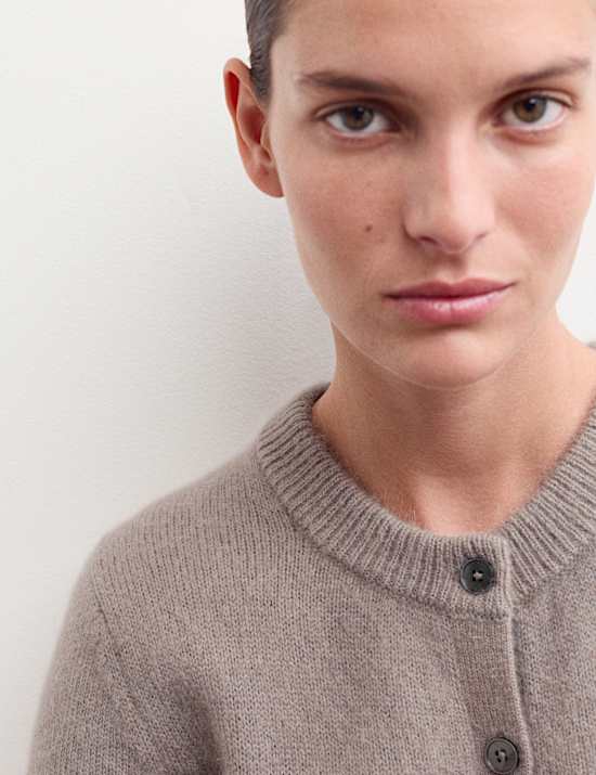 Cardigan en mohair mélangé à manches courtes