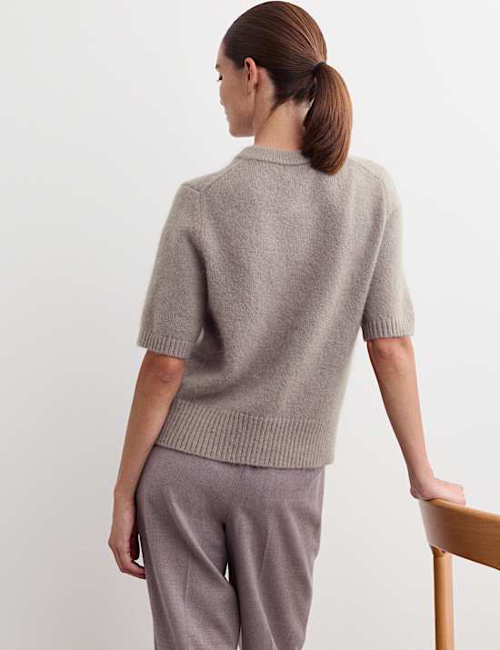 Cardigan en mohair mélangé à manches courtes