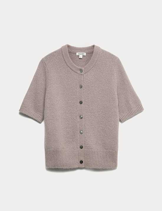 Cardigan en mohair mélangé à manches courtes