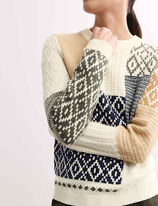 Pull &agrave; maille torsad&eacute;e en laine m&eacute;rinos et cachemire